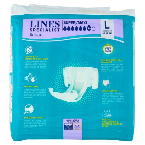 Lines Specialist Unisex Pannoloni a Mutandina L Super/Maxi 14 pz